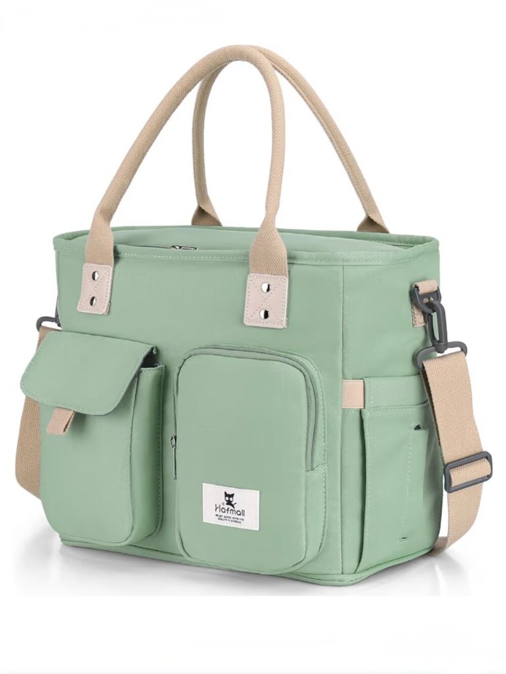 Hafmall Green Large Insulated Leakproof Wide Opening Lunch Bag Matching Utensils